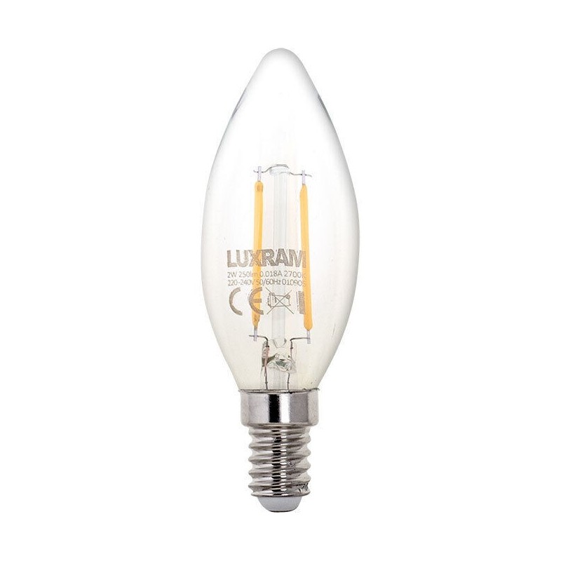 Lâmpada LED LUXRAM E14 Chama Filamento 2W Luz Quente (2700K)