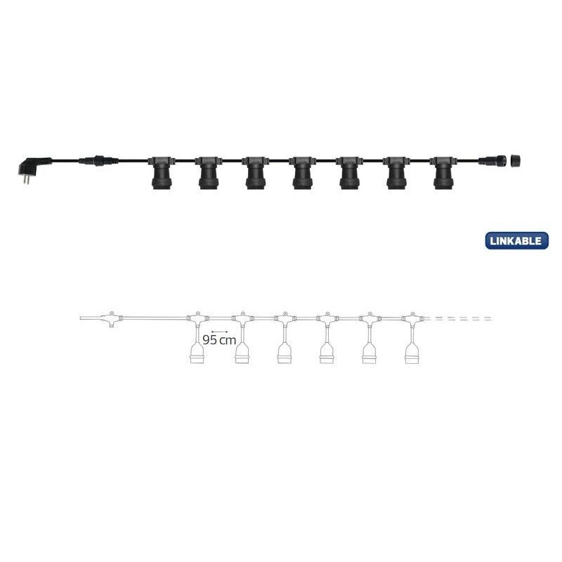Cabo de Arraial HOROZ Preto 10m c/ 10 casquilhos E27 IP44