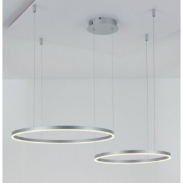 Candeeiro Suspenso LED MLUX OMNIA 2 anéis 80W Prateado Luz Natural (4000K)