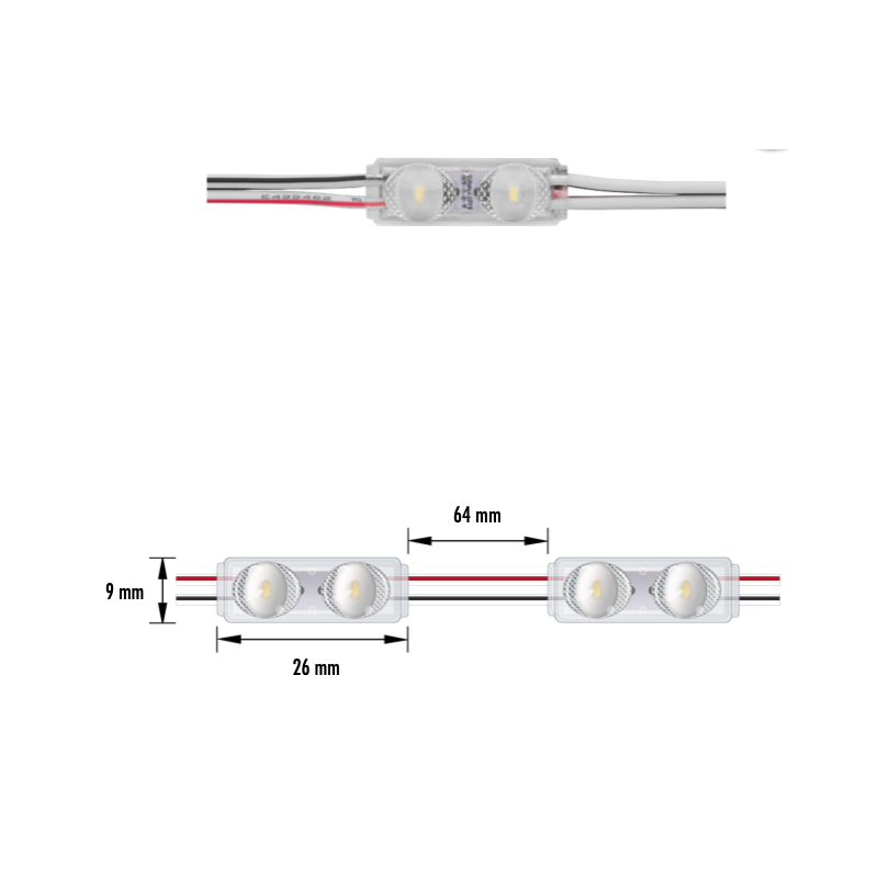 Módulo LED EPLUS 12V 0.48W 2x SMD IP65 Luz Quente (3000K)