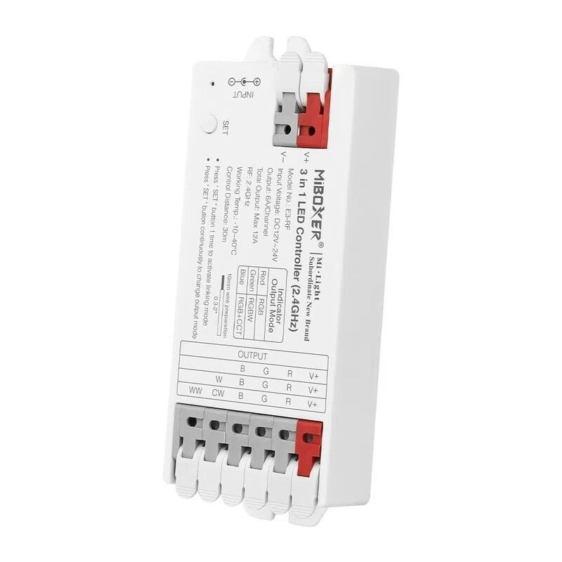 Controlador RGB+CCT MIBOXER 12V/24V DC 6A/CH RF (2.4GHz) ER5 W/CCT/RGB/RGB-W/RGB-CCT