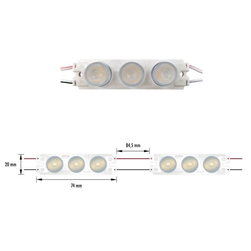 Módulo LED EPLUS 12V 2.5W 3x SMD IP67 Luz Fria (7000K)