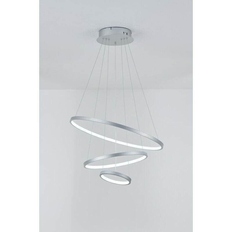 Candeeiro Suspenso LED MLUX ORBITA 76W Prateado 60-40-20cm Luz Natural (4000K)