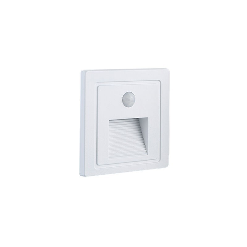 Balizador LED de Parede MAXLED C/ Sensor Quadrado Branco 2W Luz Quente (3000K) IP65