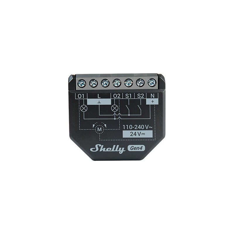 Shelly 2PM Gen4 - Módulo Comutador WIFI / Bluetooth / Zigbee / Matter com Controle de Estores e Portões Eléctricos