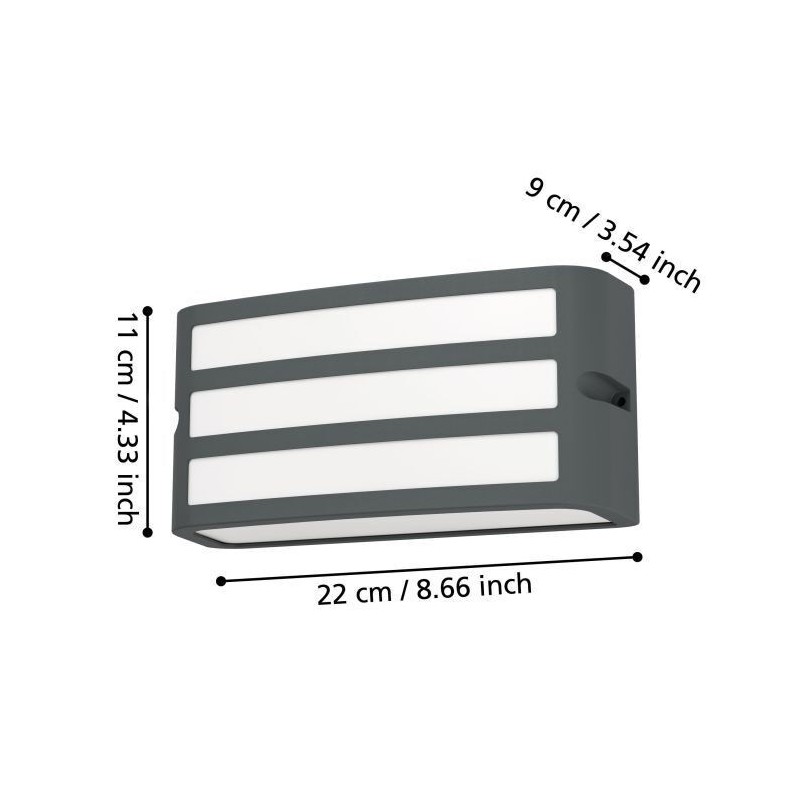 Aplique de Parede EGLO CAMARDA Antracite E27 IP54