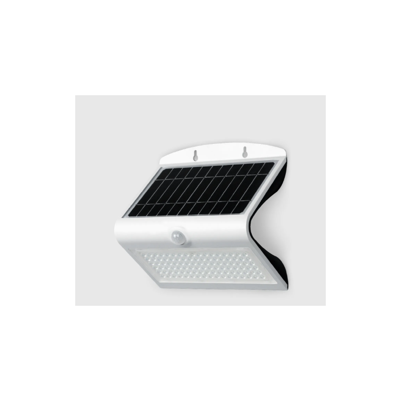Aplique LED de Parede Solar c/ Sensor Movimento LUXTAR Branco 8W Luz Natural (4000K) IP65
