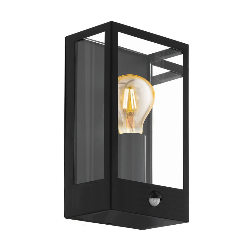 Candeeiro de Parede C/ Sensor Preto EGLO ALAMONTE E27 (lâmpada não incluída)