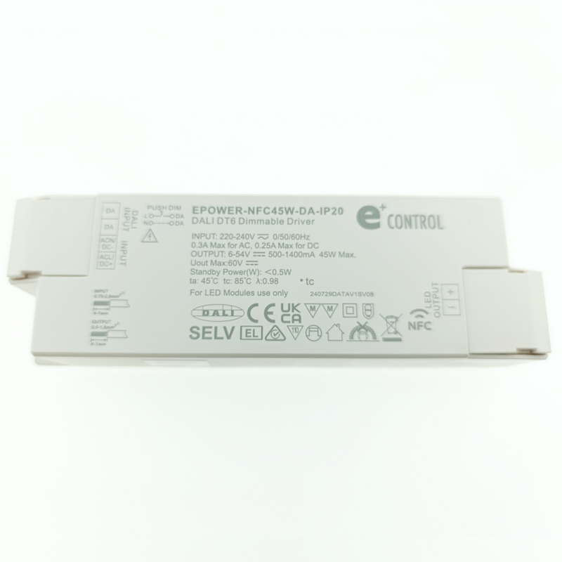 Driver NFC EPLUS 45W 6/54V 500/1400mA DALI2+PUSH IP20