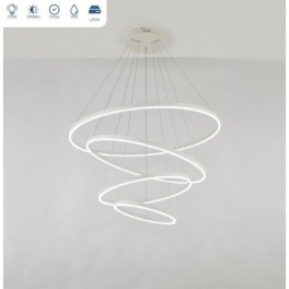 Candeeiro Suspenso LED MLUX ORBITA 4 Anéis 176W Branco 1000cm Luz Quente (3000K)