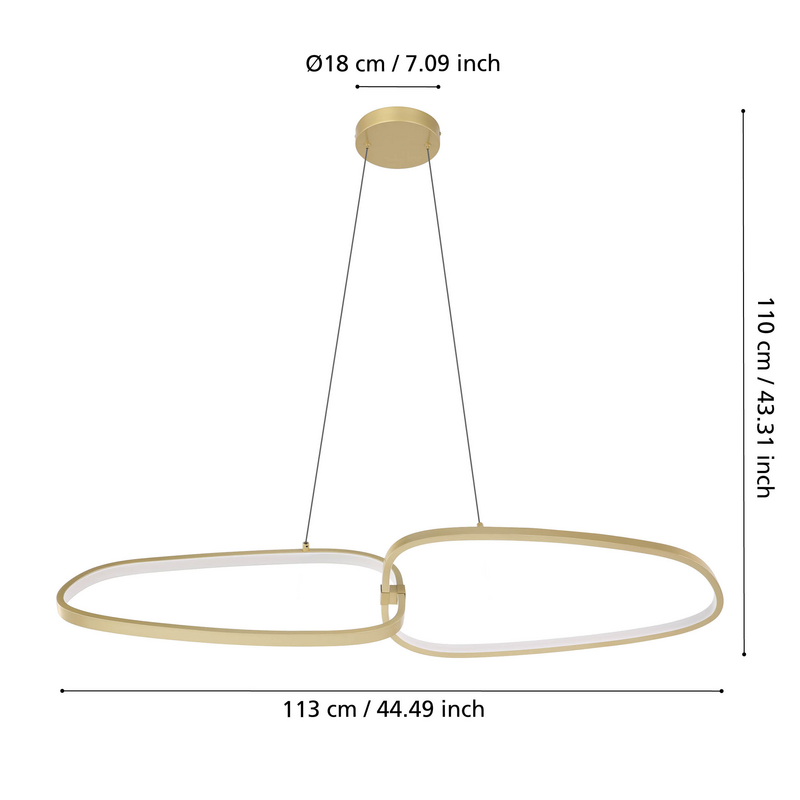 Candeeiro Suspenso LED EGLO LODOSA 37,5W Luz Quente (3000K) Dimável