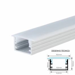 Perfil de Alumínio de Embutir c/ Difusor Opalino 2M SLIGHTING ESL9010