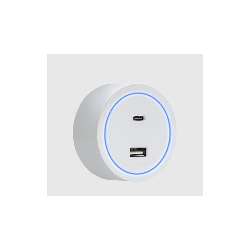 Tomada Magnética USB A + C com LED - Branca IP20