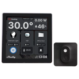 Shelly Wall Display Preto + BLU H&T Preto - Ecrã de Parede Touch 4'' WIFI / Bluetooth C/ Relé 5A