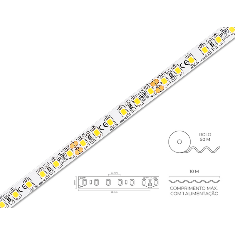 Fita Led PRO Slighting 24V 12,7W/m 120 SMD IP20 4000K (Rolo 50M)