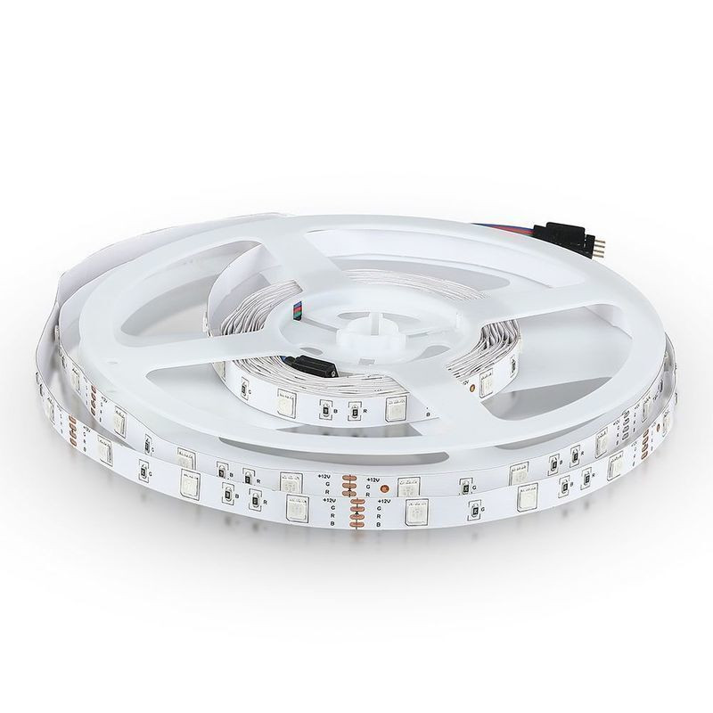 Fita LED 5M V-TAC 12V 4W/m IP20 RGB 30x SMD 5050