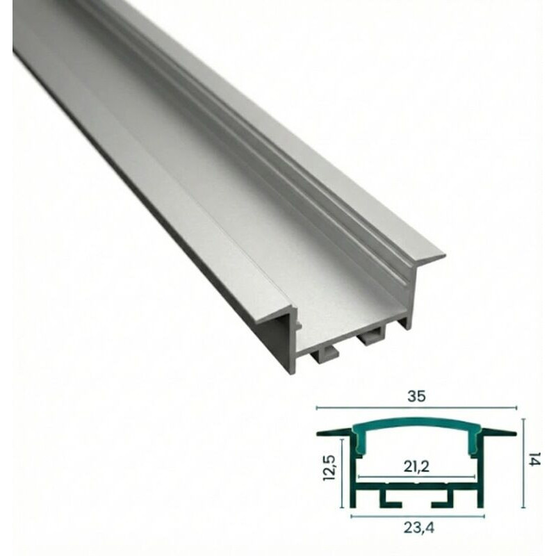 Perfil de Alumínio de Encastrar Branco 2M EPLUS IN005-V2-W