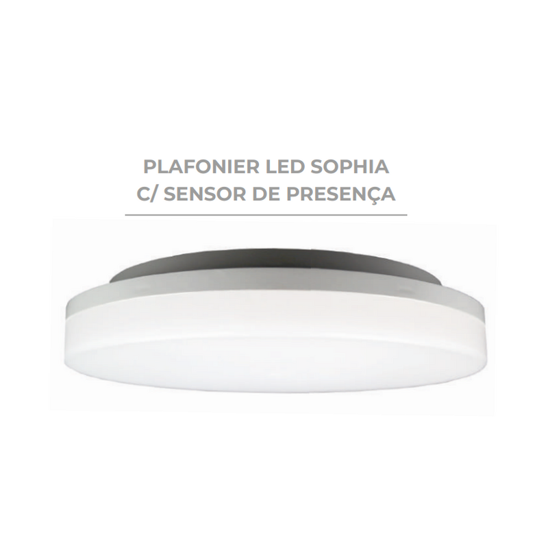 Plafon LED c/ Sensor de Presença S-LIGHTING SOPHIA 20W Redondo Branco Luz Natural (4000K) IP65
