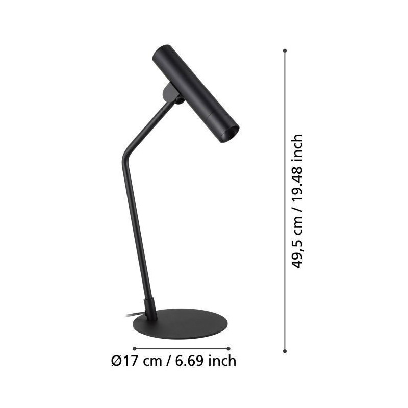 Candeeiro de Mesa EGLO ALMUDAINA Aço Preto 5W 3000K