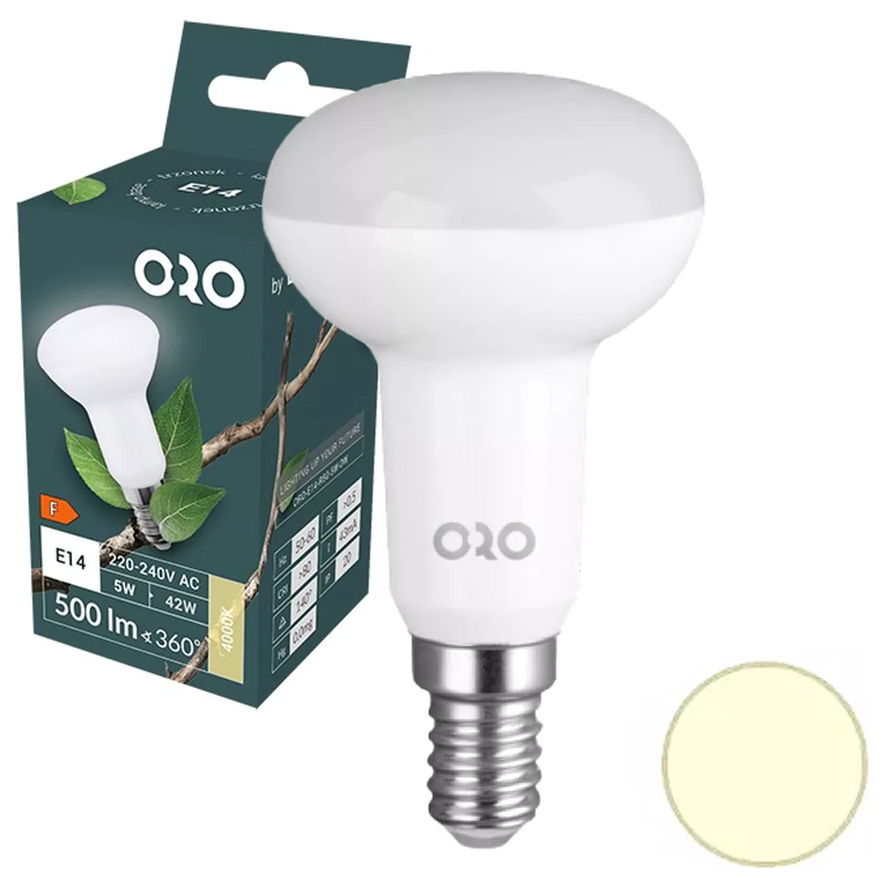 Lâmpada LED ORO E14 R50 5W Luz Natural (4000K)