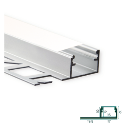Perfil de Alumínio de Encastrar em Cerâmica 1 Aba 2M EPLUS PRO018-A