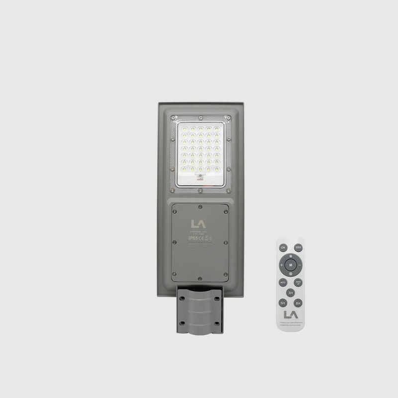 Luminária Pública LED Solar c/ Comando MAXLED 100W Cinza IP65 Luz Fria (6500K)