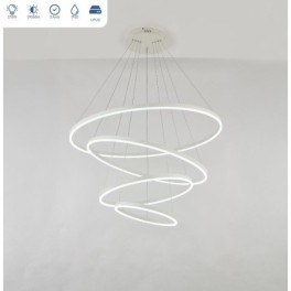 Candeeiro Suspenso LED MLUX ORBITA 4 Anéis 176W Branco 100cm Luz Quente (3000K)