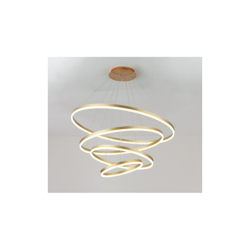 Candeeiro Suspenso LED MLUX ORBITA 4 Anéis 176W Dourado 100cm Luz Quente (3000K)