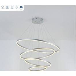 Candeeiro Suspenso LED MLUX ORBITA 4 Anéis 176W Prateado 100cm Luz Fria (6000K)