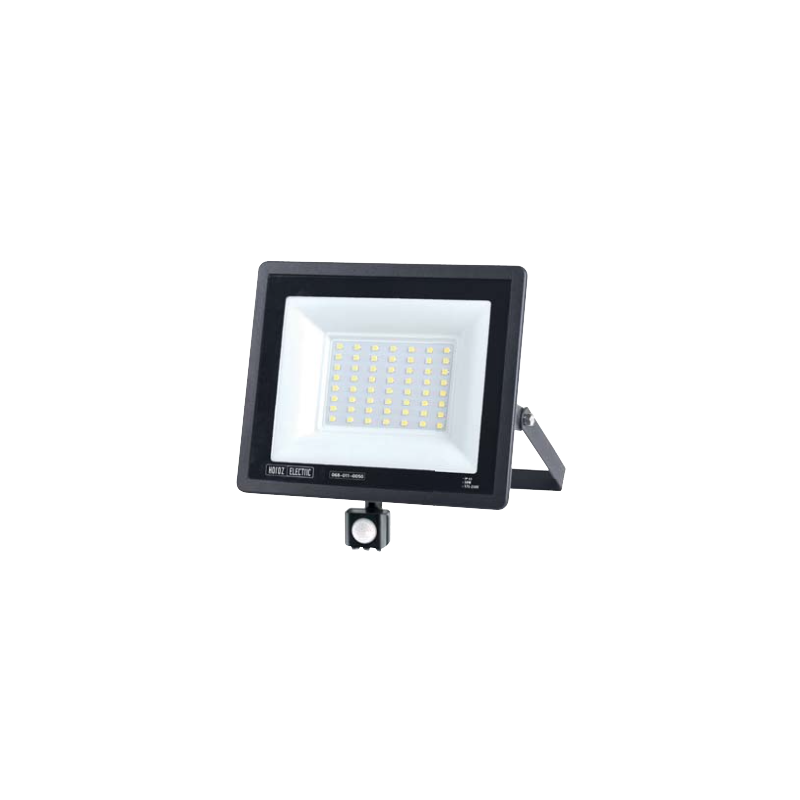 Projetor LED c/ Sensor HOROZ ASLAN Slim SMD 50W Preto Luz Fria (6400K) IP65