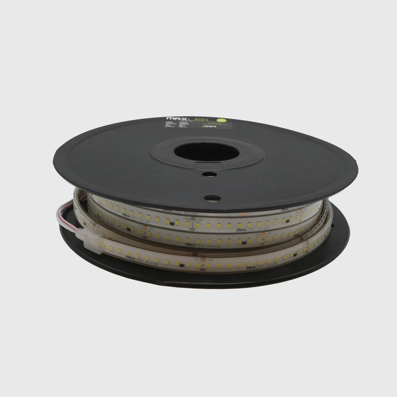 Fita LED 20M S/ Queda de Intensidade MAXLED 24V 12W/m 144x SMD 2835 IP67 Luz Quente (3000K)
