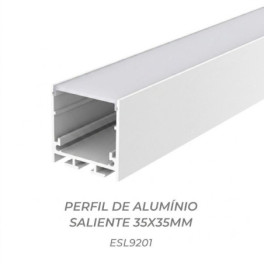 Perfil de Alumínio Saliente Branco ESL9201-BR c/ Difusor Opalino 4M SLIGHTING