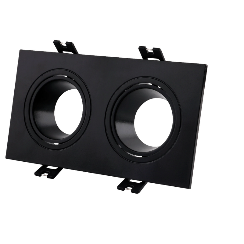 Aro GU10 Duplo MAXLED Recuado Quadrado Preto PC