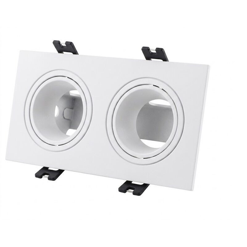 Aro GU10 Duplo MAXLED Recuado Quadrado Branco PC