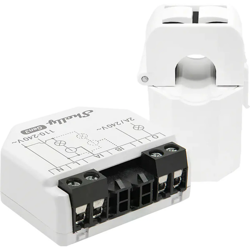Shelly EM Gen3 + 50A CT - Módulo WIFI/Bluetooth com Duplo Medidor de Consumo + Núcleo de Medição de 50A