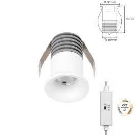 Mini Spot LED SLIGHTING DIONE 5W Redondo Branco 3CCT (2700K-3000K-4000K) IP44