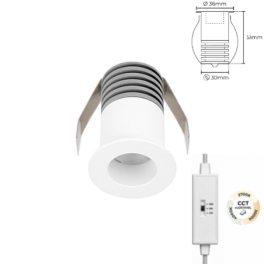 Mini Spot LED SLIGHTING PLUTUS 5W Redondo Branco 3CCT (2700K-3000K-4000K) IP44