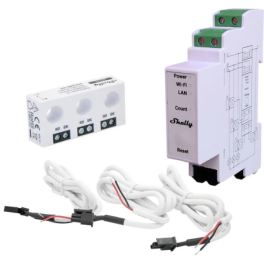 Shelly Pro 3EM-3CT63 - Módulo Profissional WiFi/BT/LAN Trifásico com Núcleo Triplo de Medição de 63A