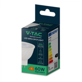 Lâmpada LED V-TAC GU5.3/MR16 12V 6W Luz Fria 38º (6500K)