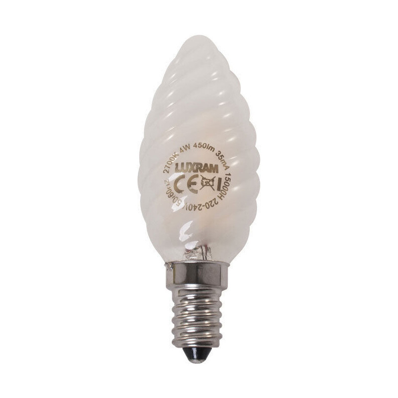 Lâmpada LED LUXRAM E14 Vela Torcida 4W Luz Quente (2700K)