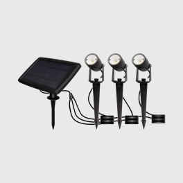 Kit de 3 Projetores de Espeto LED com Painel Solar MAXLED 3 × 1 W 3CCT Preto IP65