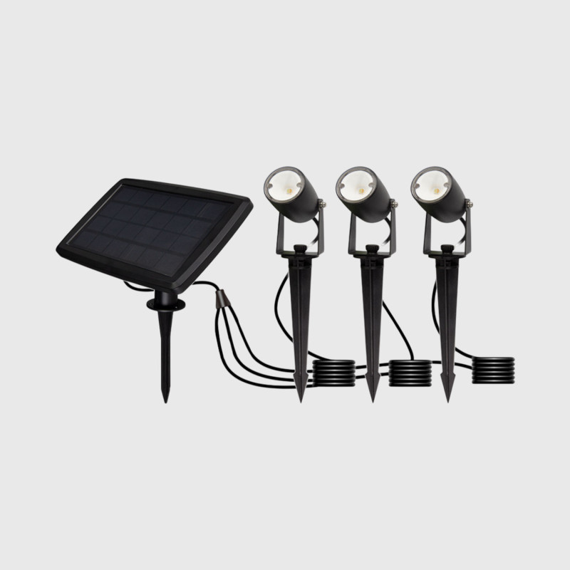 Kit de 3 Projetores de Espeto LED com Painel Solar MAXLED 3 × 1 W 3CCT Preto IP65