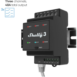 Shelly PRO 3 - Módulo de 3 Canais Profissional WiFi/BT/LAN Calha DIN