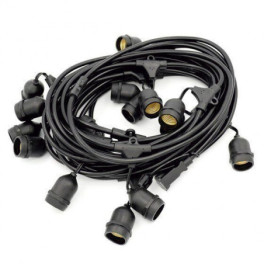 Suspensão de Arraial MAXLED Preta 10m c/ 20 casquilhos E27 IP54