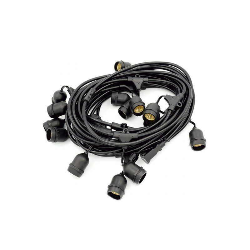 Suspensão de Arraial MAXLED Preta 10m c/ 20 casquilhos E27 IP54