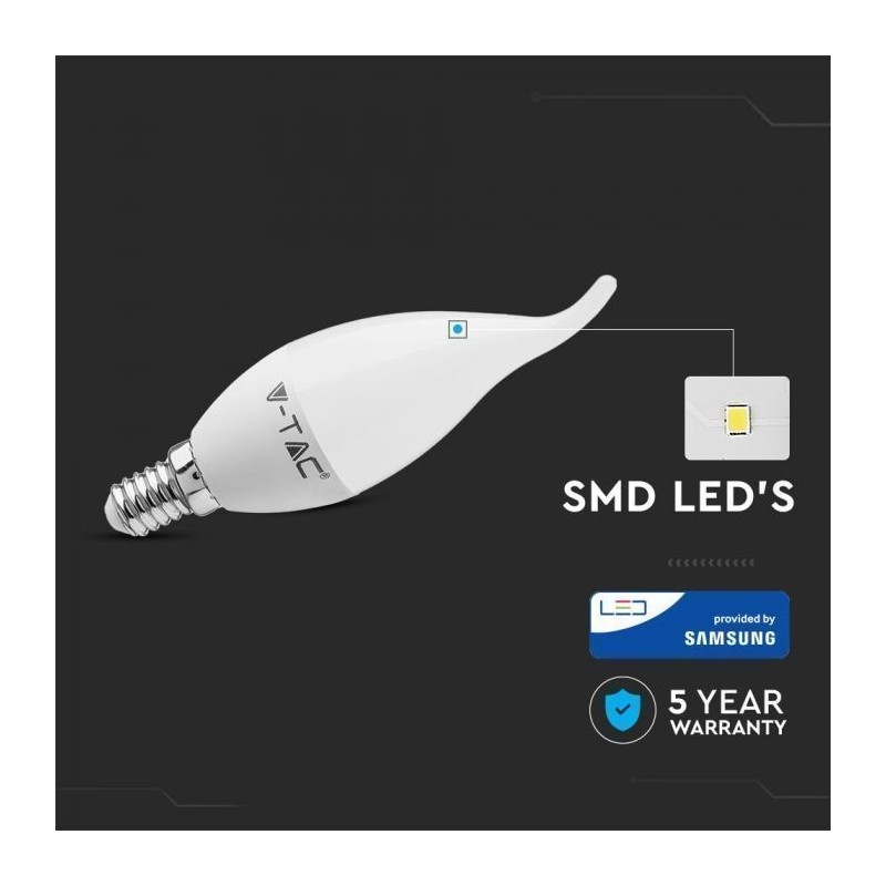 Lâmpada LED V-TAC PRO E14 Chama Pico 5.5W Luz Fria (6400K)