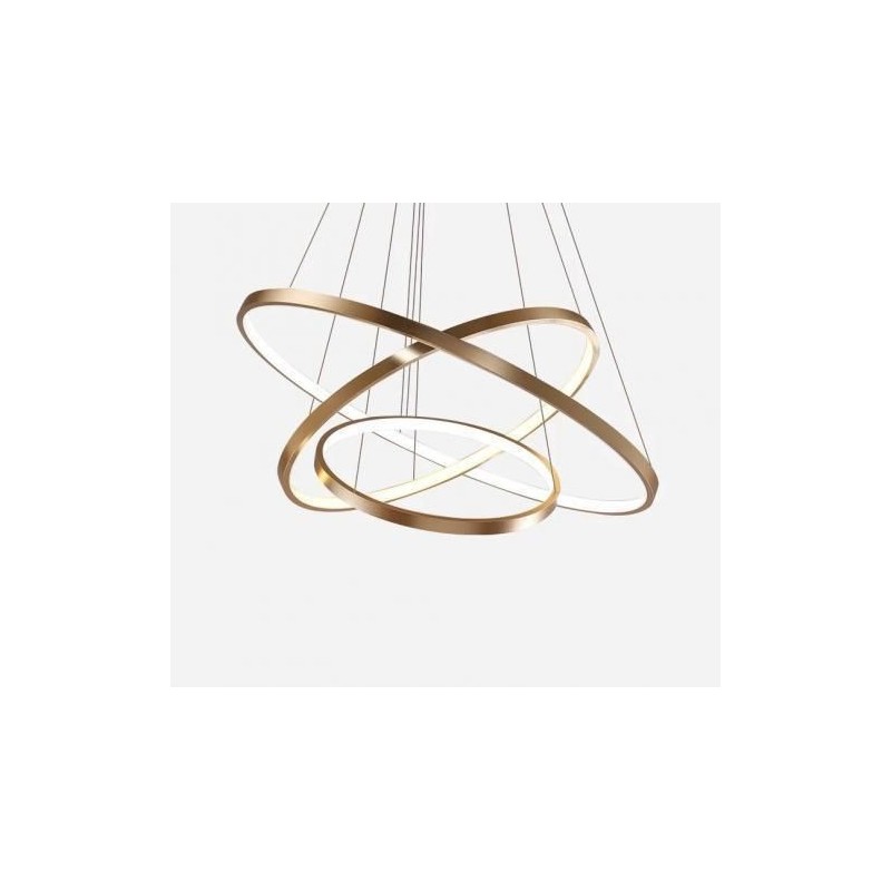 Candeeiro Suspenso LED MLUX ORBITA 76W Dourado 60-40-20cm Luz Natural (4000K)