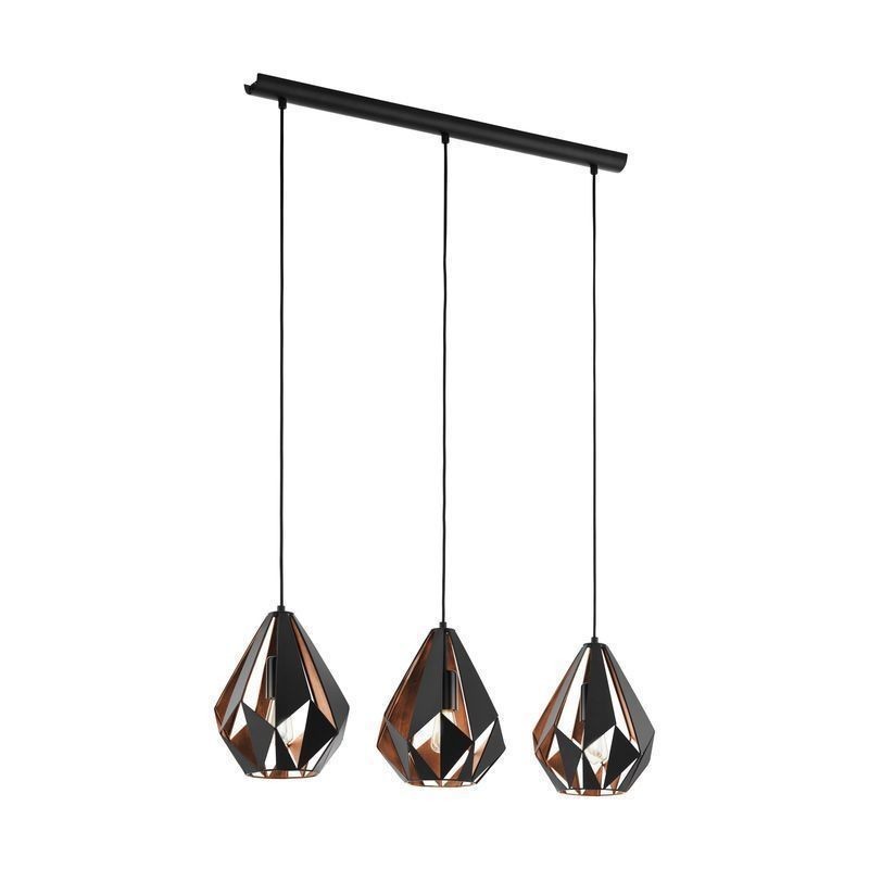 Candeeiro Suspenso EGLO Carlton 1 205mm Preto Cobre 3x E27