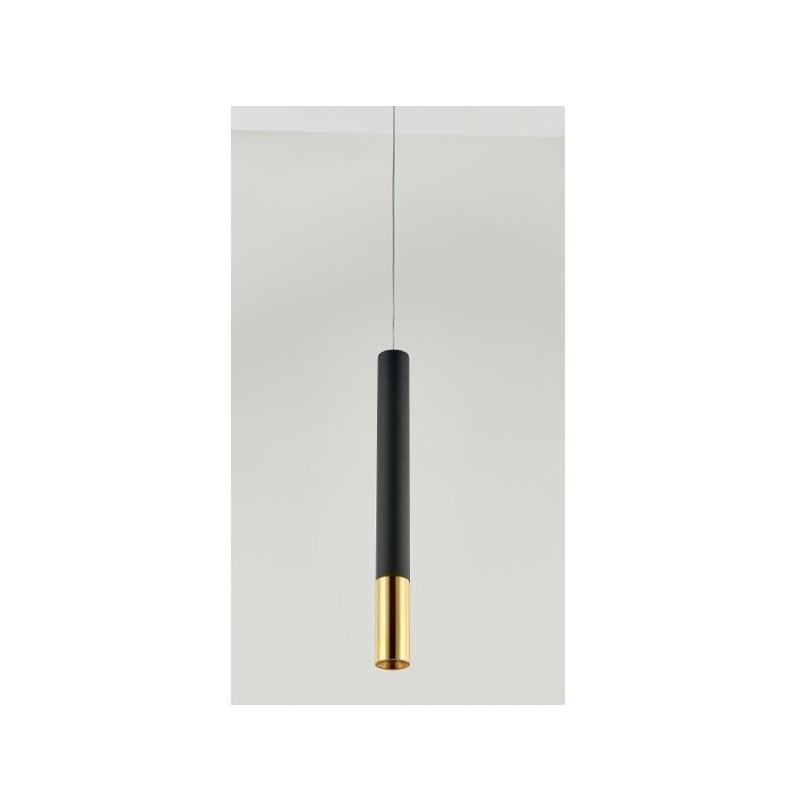 Candeeiro Suspenso MLUX PENCIL Preto/Dourado Brilhante 5W Luz Quente (3000K)