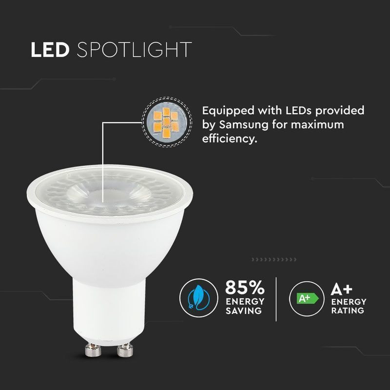 Lâmpada LED V-TAC PRO GU10 Plástico 7.5W Luz Quente 110º